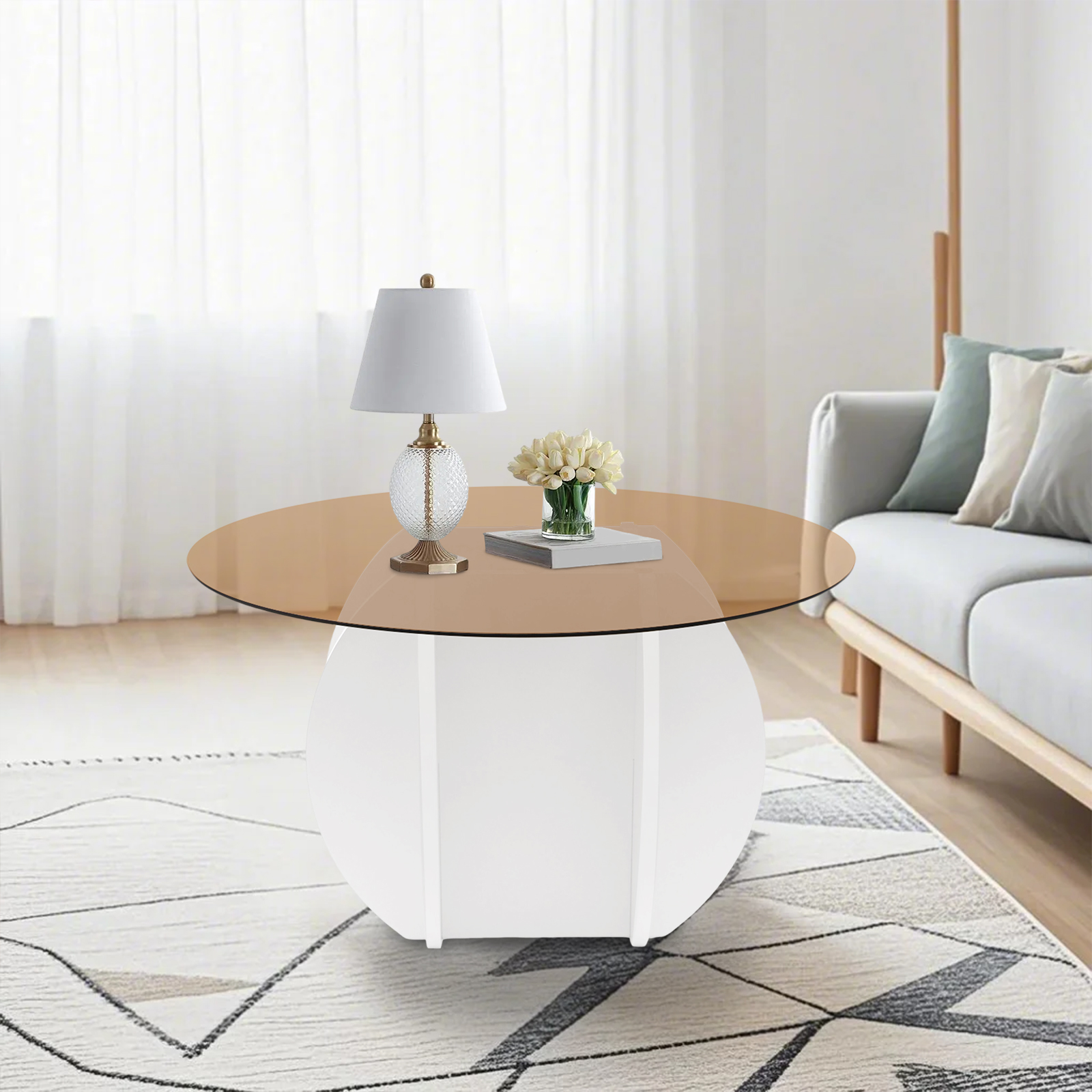 Modern Round Coffee Table 27.6 - Book Weight Glass recensie en prijs