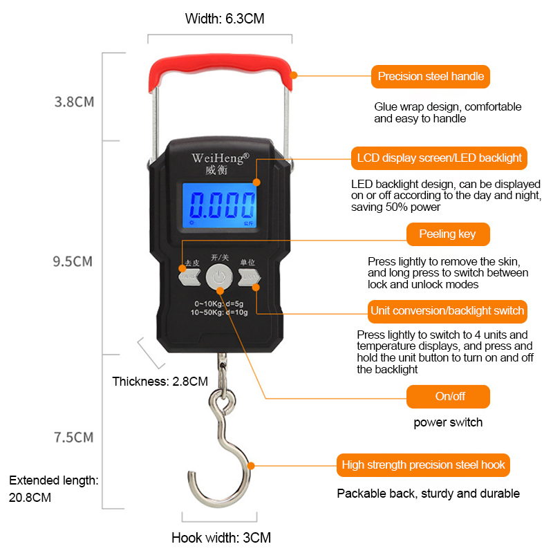 Portable Hanging Hook Scale 50 - Tape Dispenser Weighted recensie en prijs