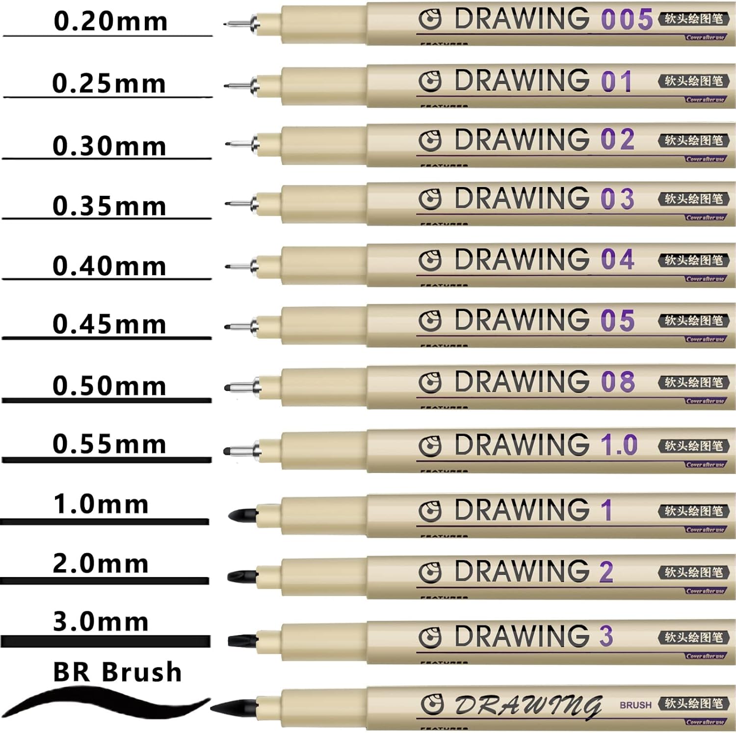 12 Black Fine Line Drawing Pen - Archive Box Set recensie en prijs