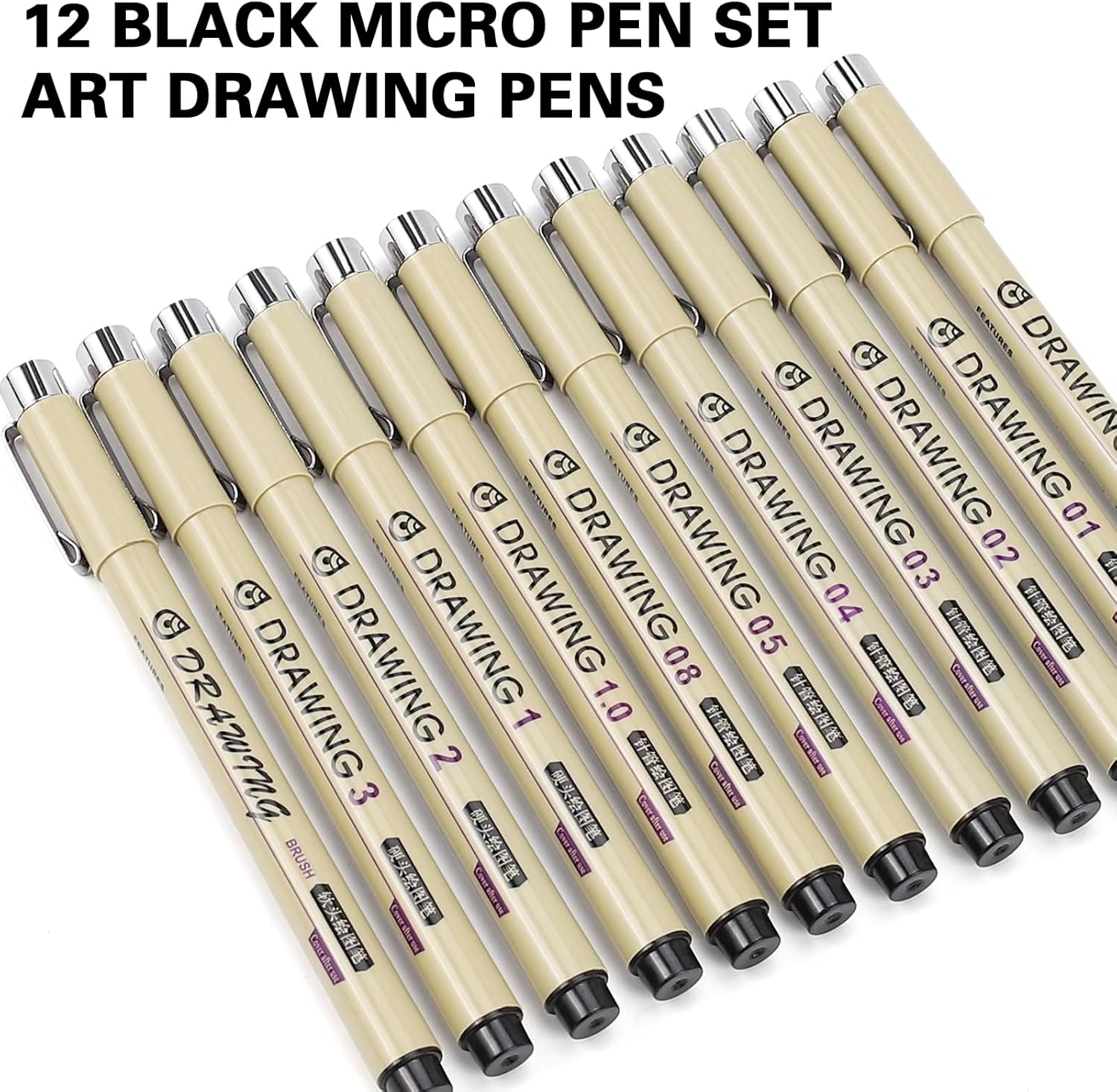 12 Black Fine Line Drawing Pen - Archive Box Set recensie en prijs