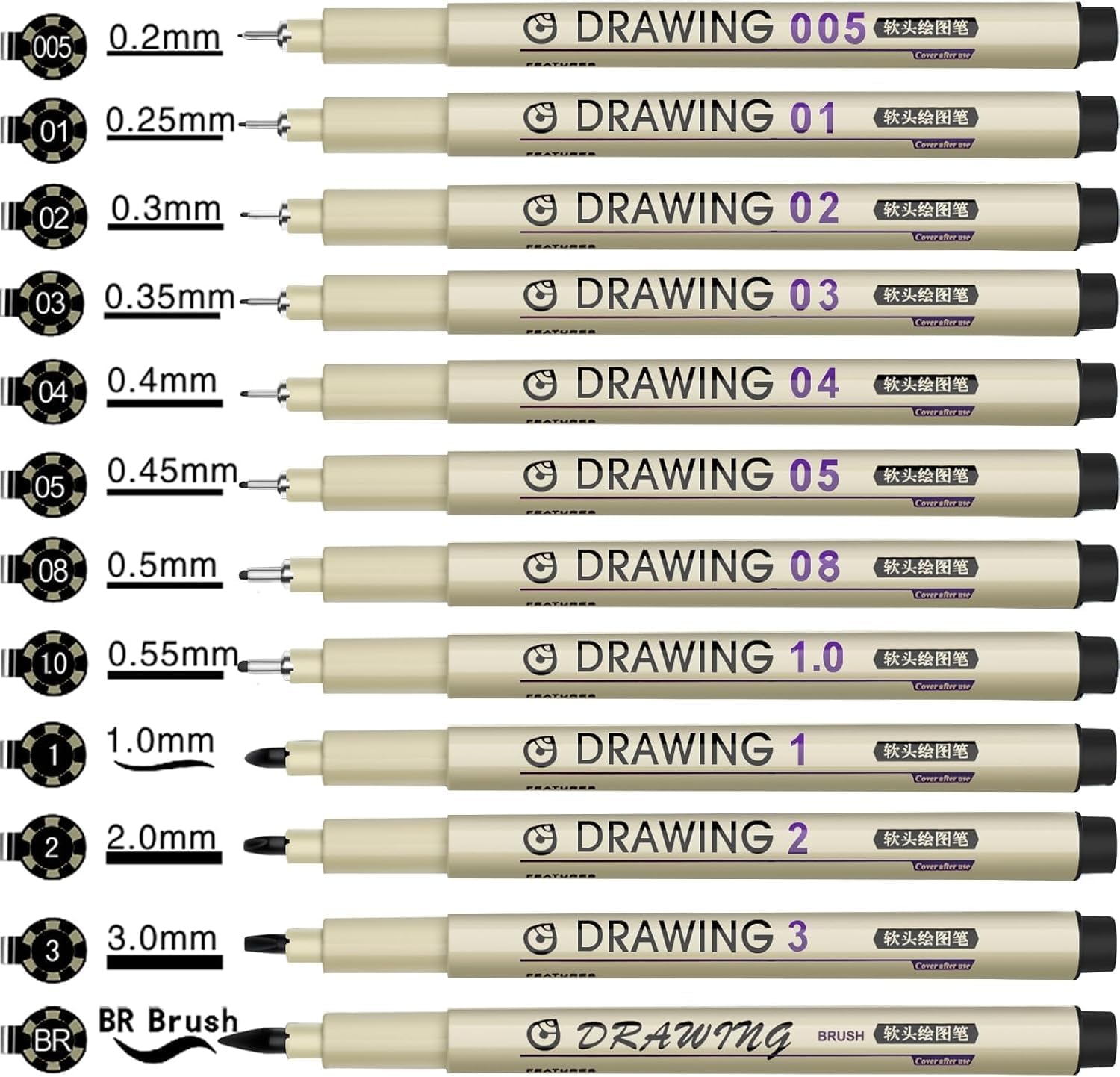 12 Black Micro Fineliner Drawi - Archive Box Set recensie en prijs