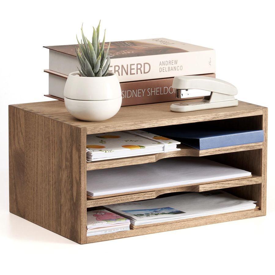 Wooden Desktop Organizer Paper - Magazine Holder Rack recensie en prijs