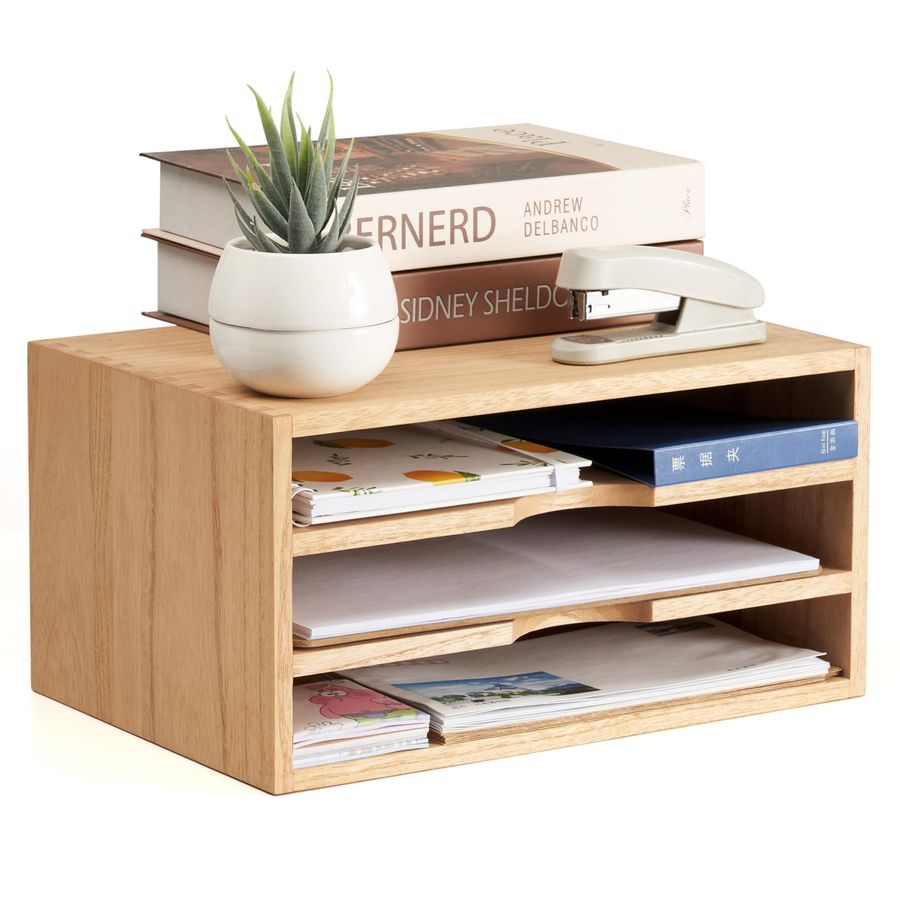 Wooden Desktop Organizer Paper - Magazine Holder Rack recensie en prijs